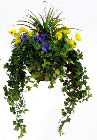 Artificial Silk Pansy Large Hanging Basket