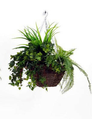 Artificial Silk Winter Foliage Hanging Basket