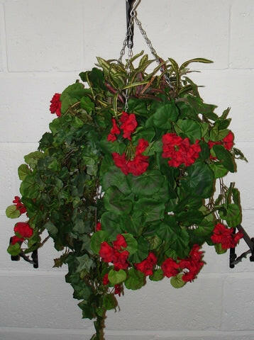 Geranium Large Silk Hanging Basket