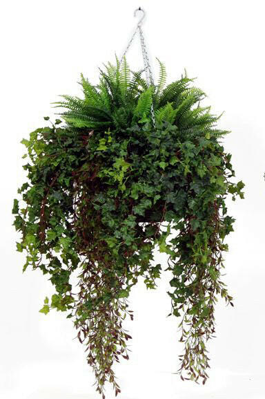 Artificial Silk Winter Foliage Hanging Basket