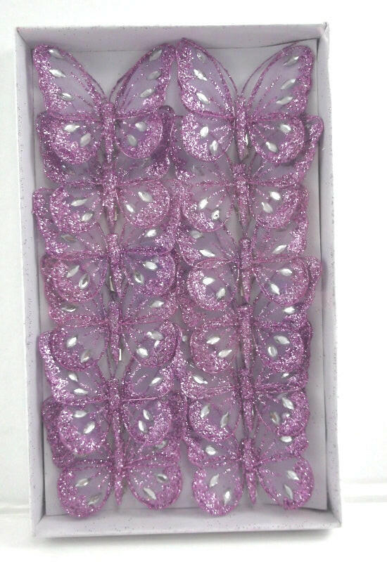 Mesh Glittered Clip On Butterflies