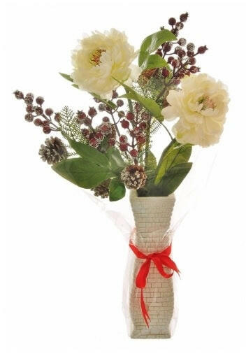 Christmas Peony Arrangement in Sparta Vase