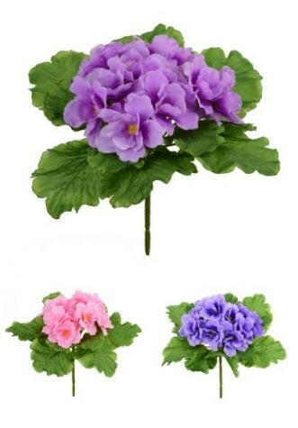Artificial Silk African Violet Bush - 3 Pack