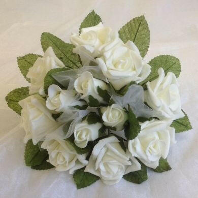 Artificial Silk Geogina Mixed Rose Posy with Netting