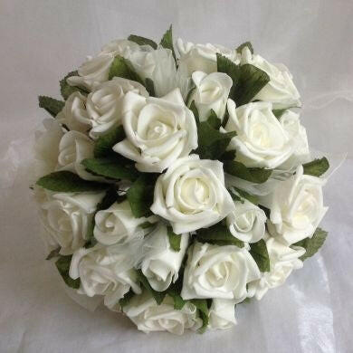 Artificial Silk Geogina Mixed Rose Posy with Netting