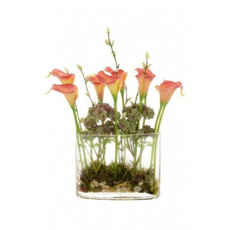 Artificial Silk Callas & Pussy Willow Vase