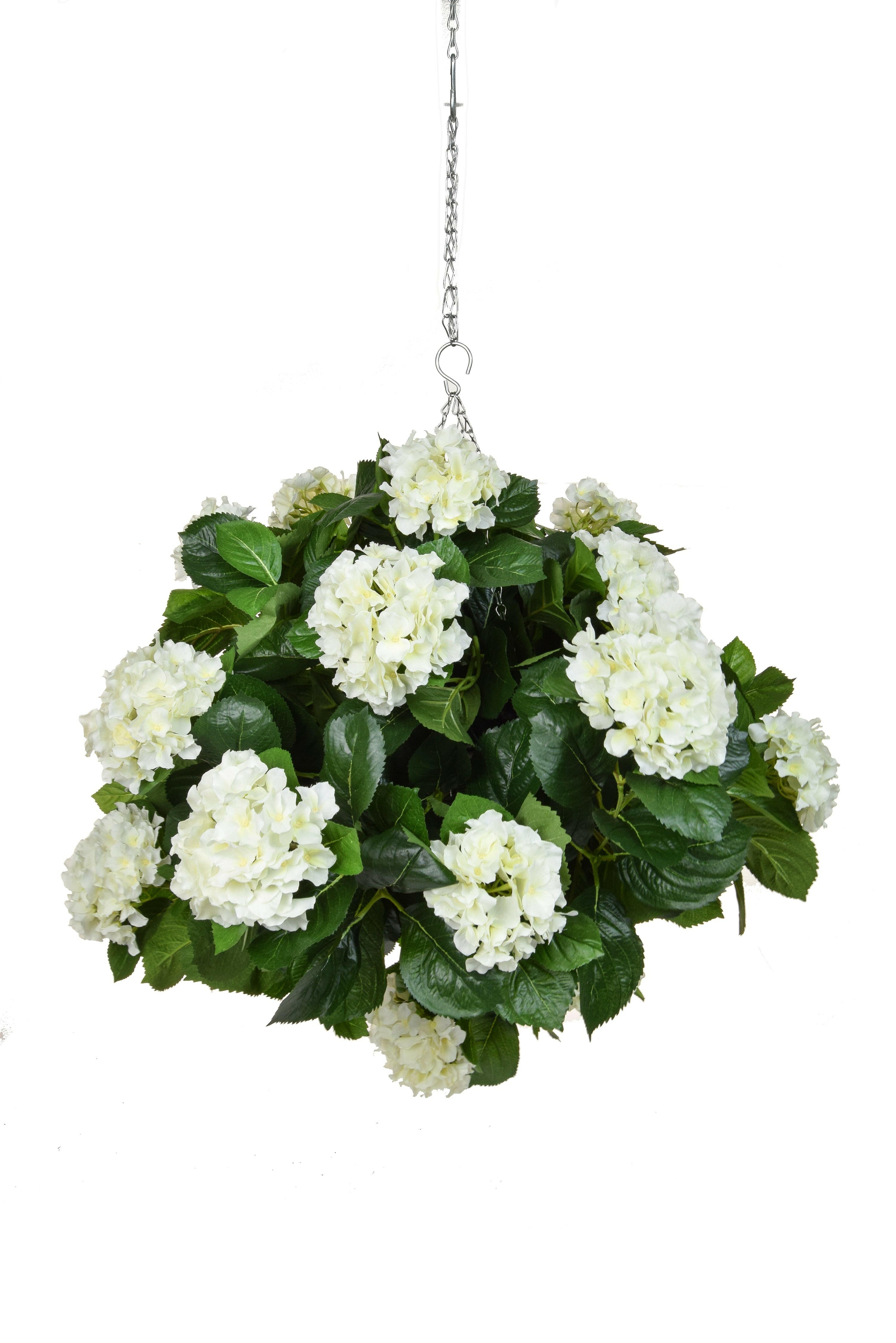 Artificial Silk Hydrangea Ball Deluxe Hanging Basket