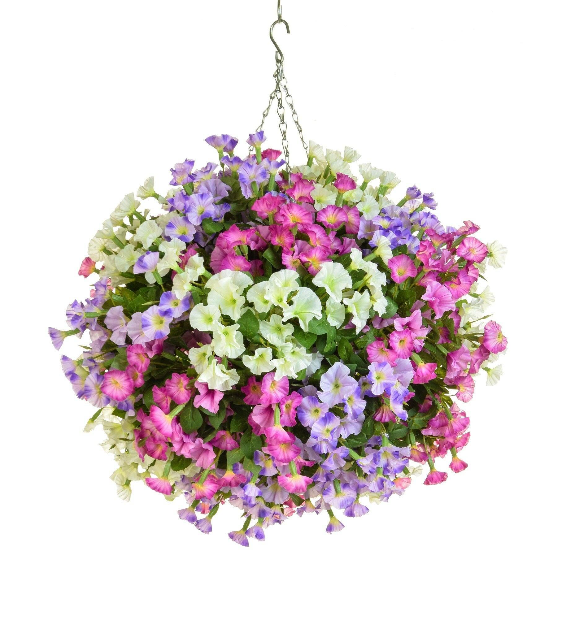 Artificial Silk Petunia Ball Deluxe Hanging Basket