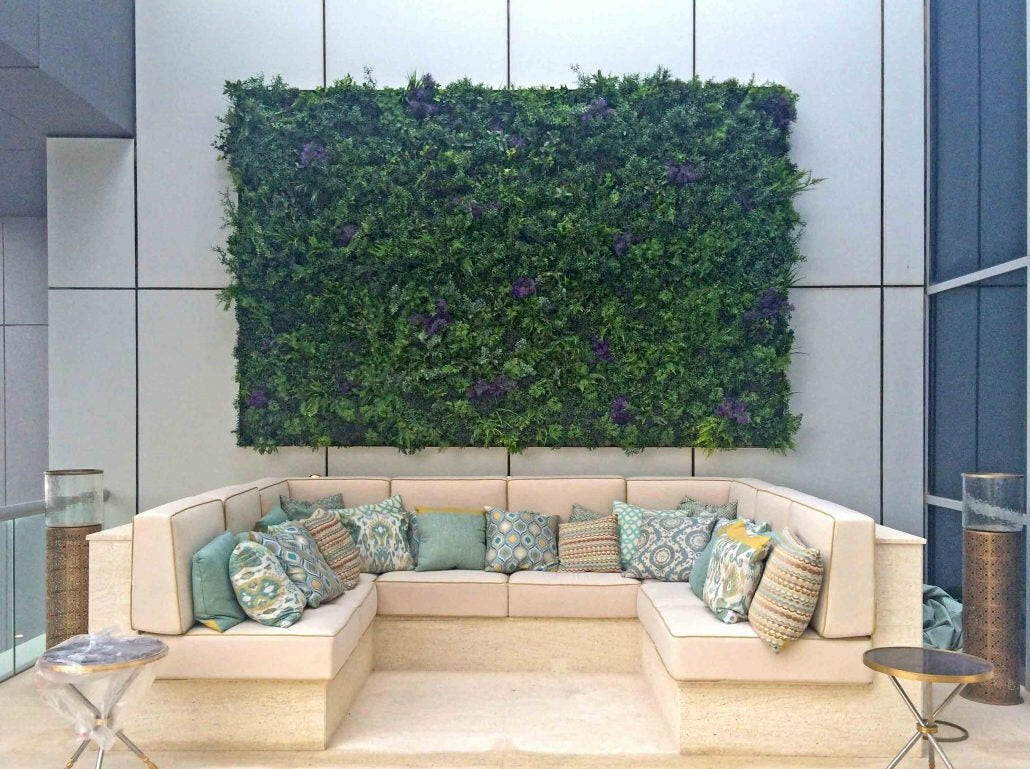 Artificial Topiary Mixed Green Wall Mat FR UV