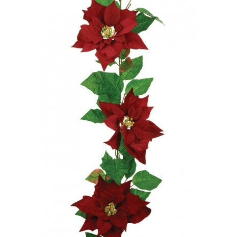 Artificial Velvet Poinsettia Garland x3 Saver Pack