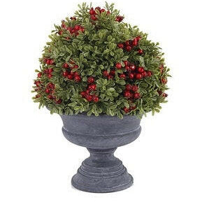 Artificial Large Urn Potted Greenery with Berries Complete