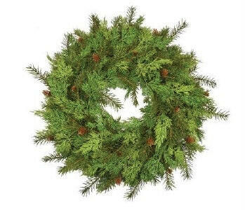 Artificial Pine Wreath With Cones