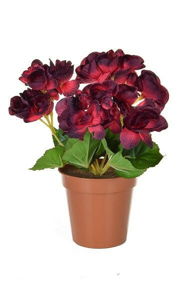 Artificial Silk Begonia in Orange Pot