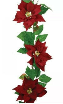 Artificial Velvet Poinsettia Garland