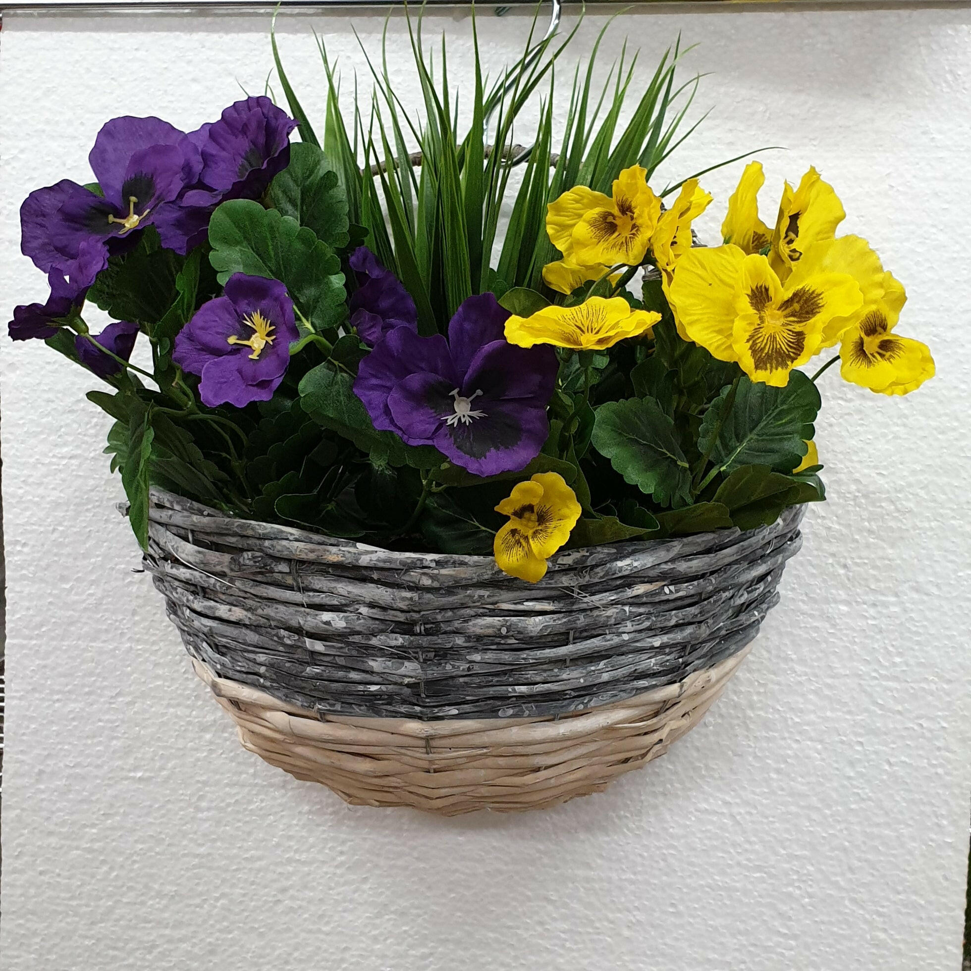 Artificial Silk Wall Pansy Basket