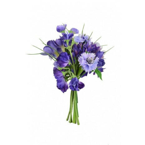 Artificial Silk Sweetpea/Cornflower/Crocus Bouquet