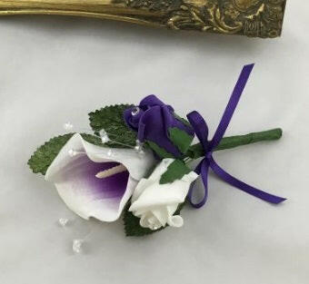 Artificial Silk Juliet Calla Lily Rose Corsage with Crystals