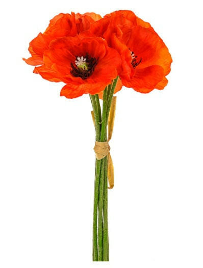 Artificial Silk Poppy 6 Heads Bundle