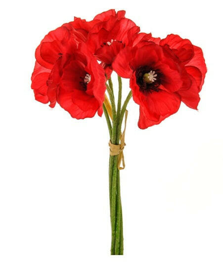 Artificial Silk Poppy 6 Heads Bundle