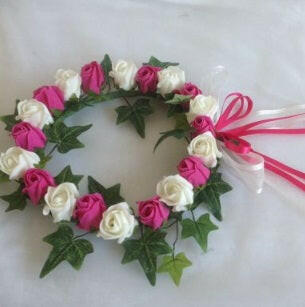 Artificial Rose Headdress with Double Bow
