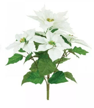 Artificial Velvet 5 Headed Poinsettia Bush