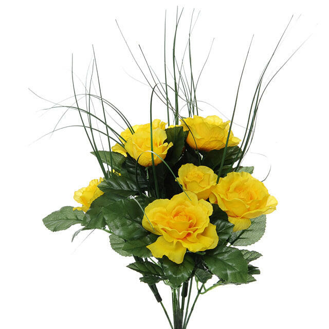 Artificial Silk Julia Rose Bush with Grass