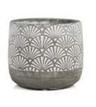 Fan Pattern Glazed Cement Cylinder Vase
