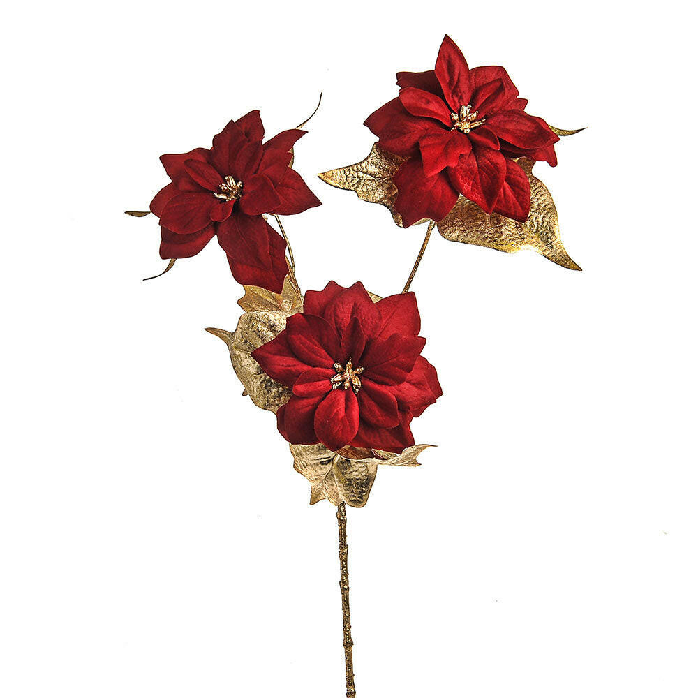 Artificial Silk Lavish Poinsettia Stem