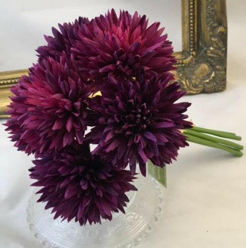 Artificial Silk Spiky Chrysanthemum, 6 Flowers