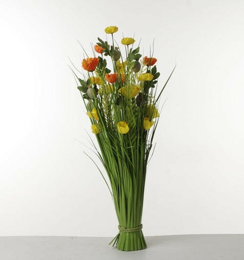 Artificial Silk Poppy Meadow Flower Bundle