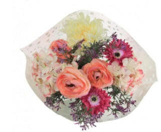 Artificial Silk Open Top Egg Plant & Gerbera Bouquet
