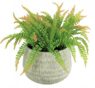 Artificial Large Potted Fern In Stone Pot