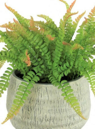 Artificial Large Potted Fern In Stone Pot