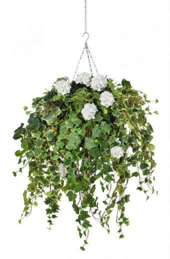 Artificial Silk Geranium Hanging Basket FR