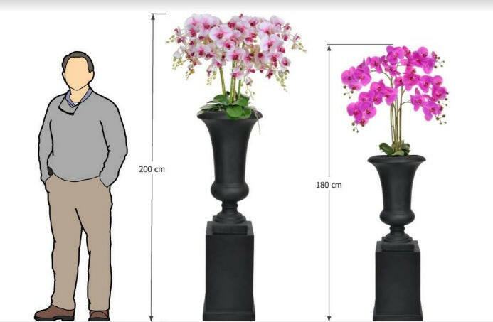 Artificial Silk Phalaenopsis Orchids in Milan Urn Sold as a pair