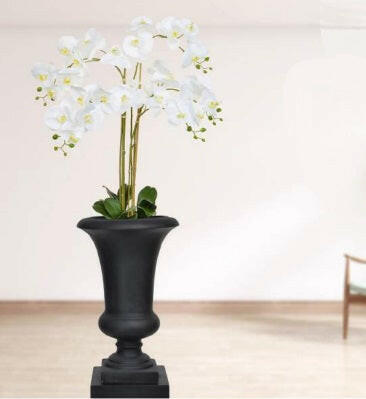 Artificial Silk Phalaenopsis Orchids in Milan Urn Sold as a pair