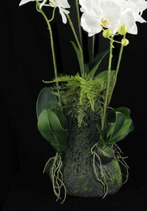 Artificial Silk Orchid Arrangement in a Moss Bag
