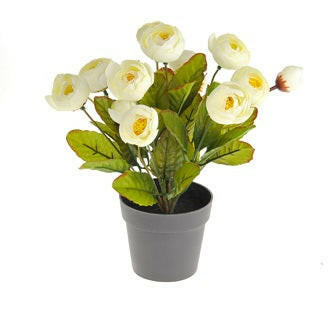 Artificial Silk Potted Ranunculus Arrangement