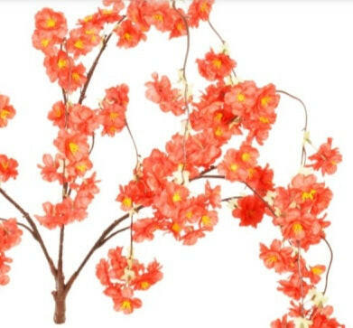 Artificial Silk Red Hanging Cherry Blossom Branch