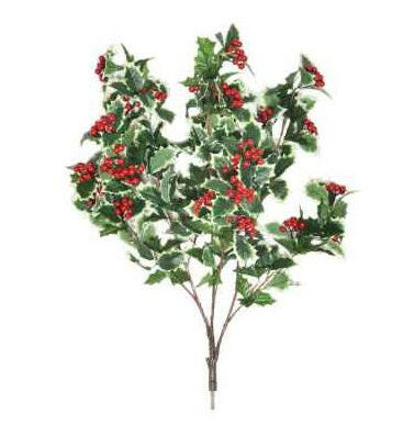 Artificial Silk Holly Berry Branch