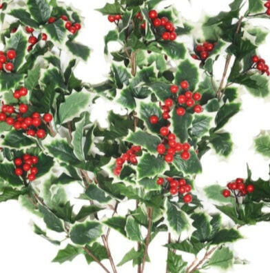 Artificial Silk Holly Berry Branch
