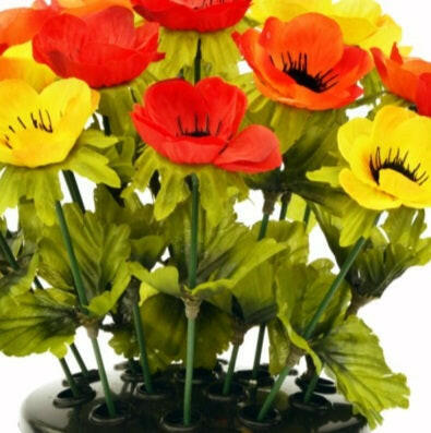 Artificial Silk Anemone Arrangement Cemetery Pot