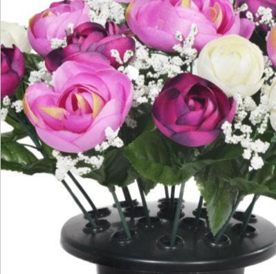 Artificial Silk Rannuculus Arrangement Cemetery Pot