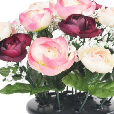 Artificial Silk Rannuculus Arrangement Cemetery Pot