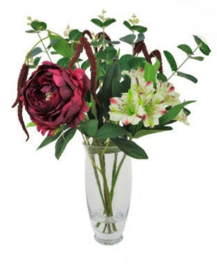 Artificial Silk Mixed Alstroemeria & Peony Arrangement