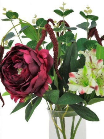 Artificial Silk Mixed Alstroemeria & Peony Arrangement