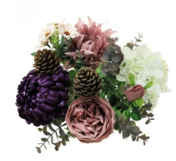 Artificial Silk Open Top Mixed Mum Bouquet