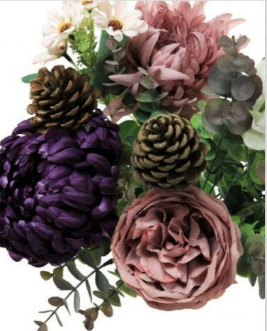Artificial Silk Open Top Mixed Mum Bouquet