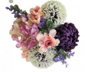 Artificial Silk Open Top Frilly Poppy & Pom Bouquet