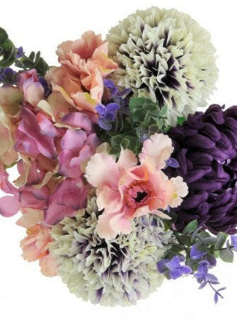 Artificial Silk Open Top Frilly Poppy & Pom Bouquet